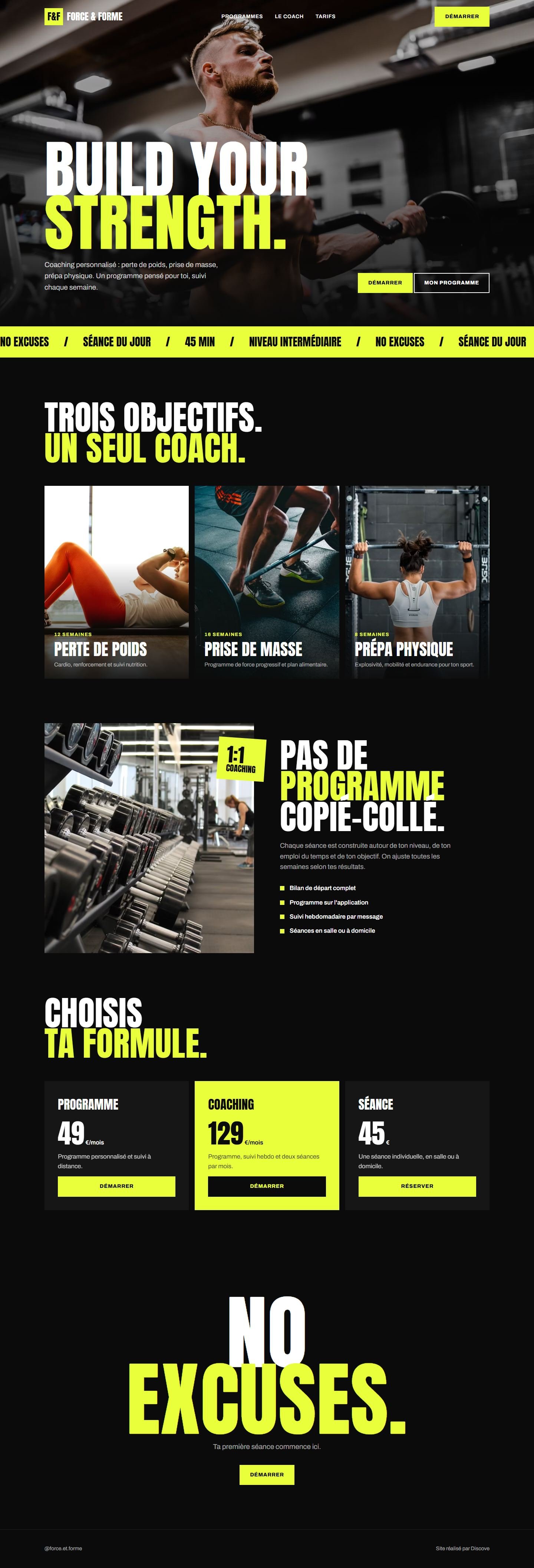 Page d'accueil du site Force & Forme