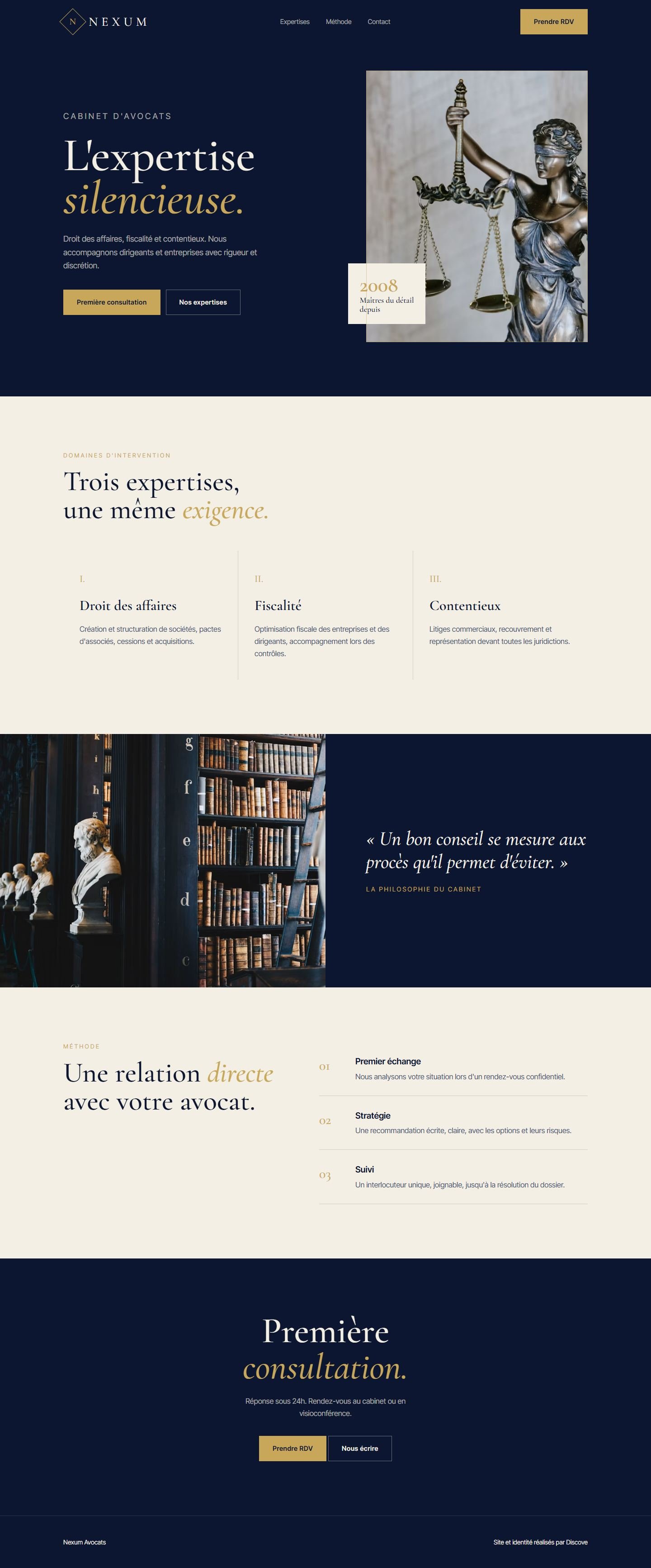 Page d'accueil du site Nexum Avocats